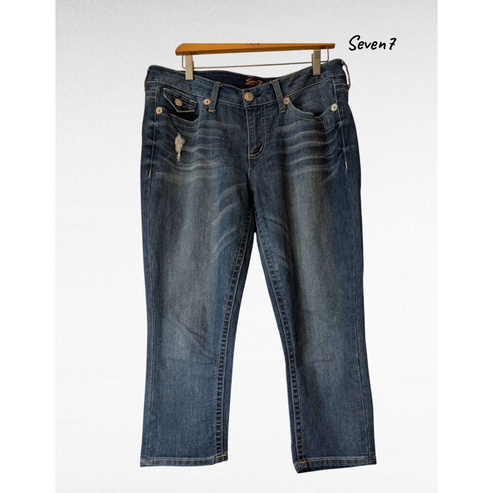 Seven7 Bootcut Jeans Womens 10 Medium Wash Stretch Flap Pocket Denim